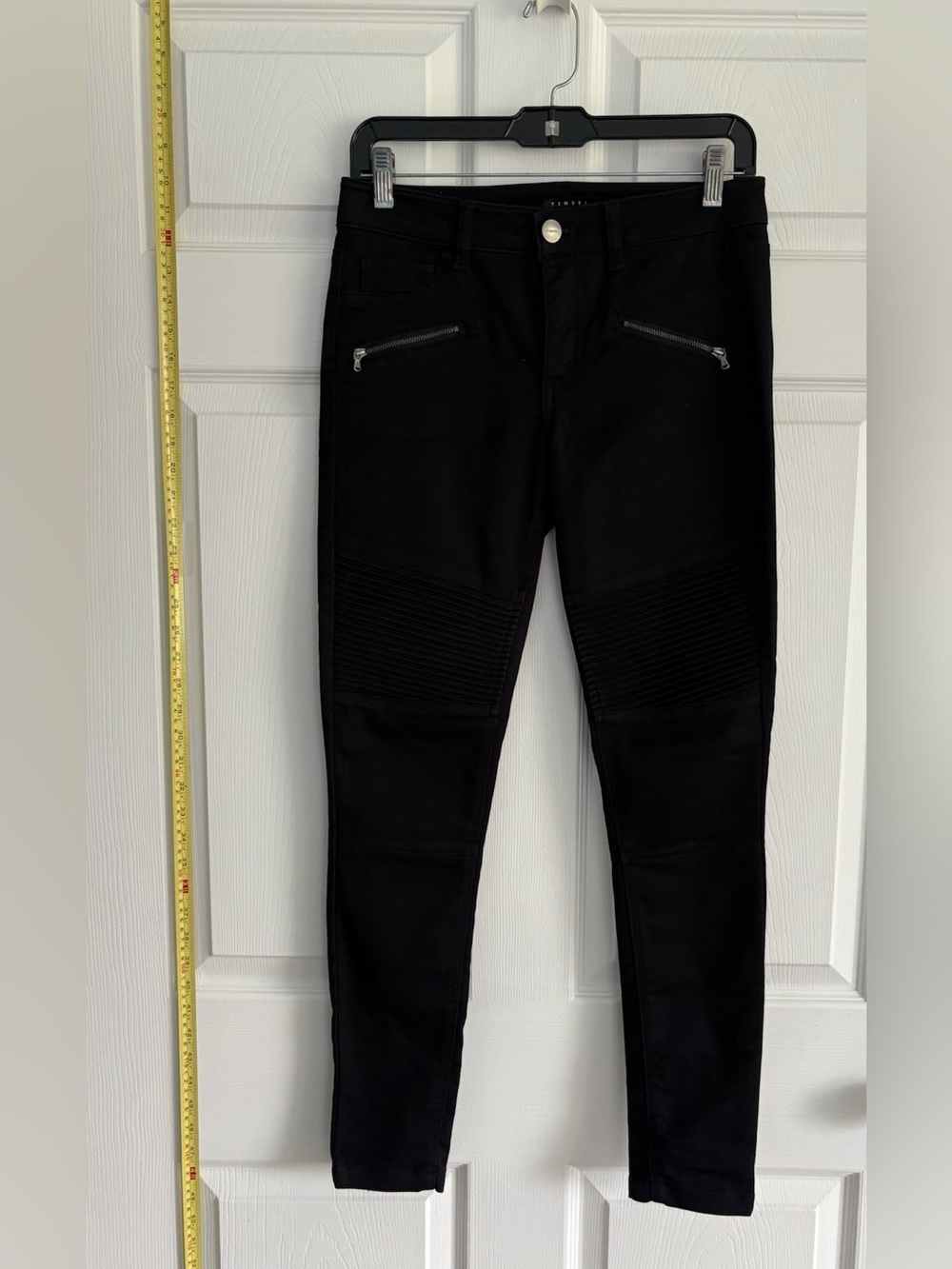 Tinsel Black Moto-Detail Skinny Pants